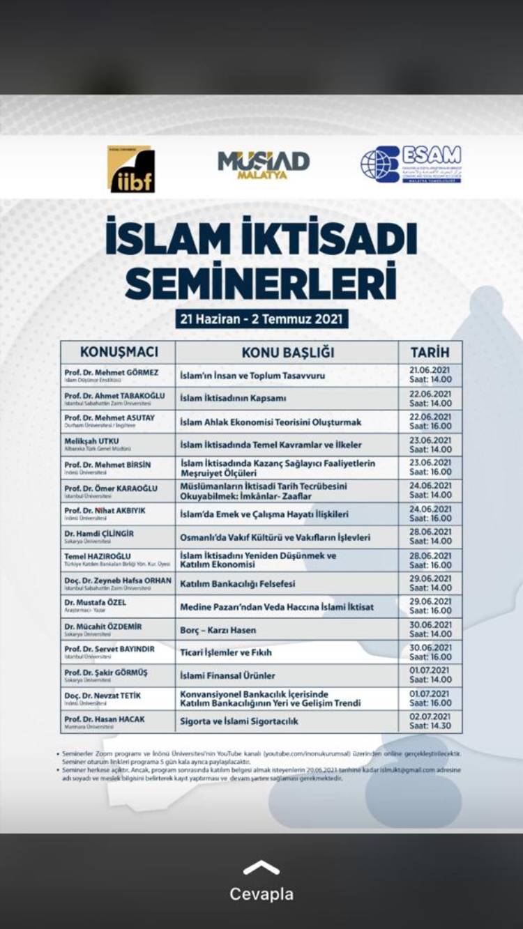 İSLAM İKTİSADI SEMİNERLERİ BAŞLIYOR